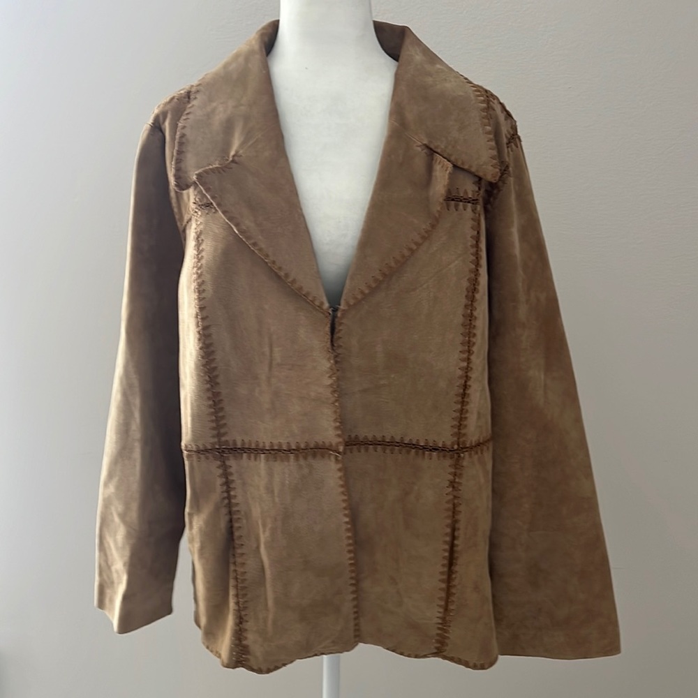 Lane Bryant Brown Suede Patchwork Jacket